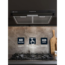 Millen 60Cm Under Cabinet Black Range Hood, MKH 603 BL
