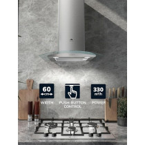 Millen Range Hood 60Cm Curved Glass Chimney Stainless Steel, MKHG 603 IX
