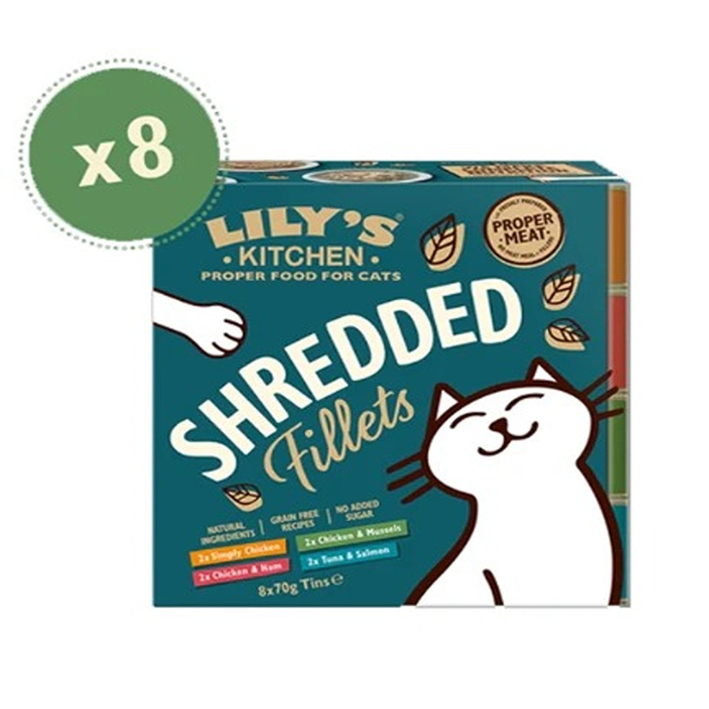 Lily'S Kitchen 8 X 70G Shredded Fillets Multipack Wet Cat Food