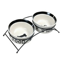 Trixie 1.6L Ceramic Eat on Feet Set For Dogs, White