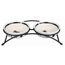 Trixie 1.6L Ceramic Eat on Feet Set For Dogs, White