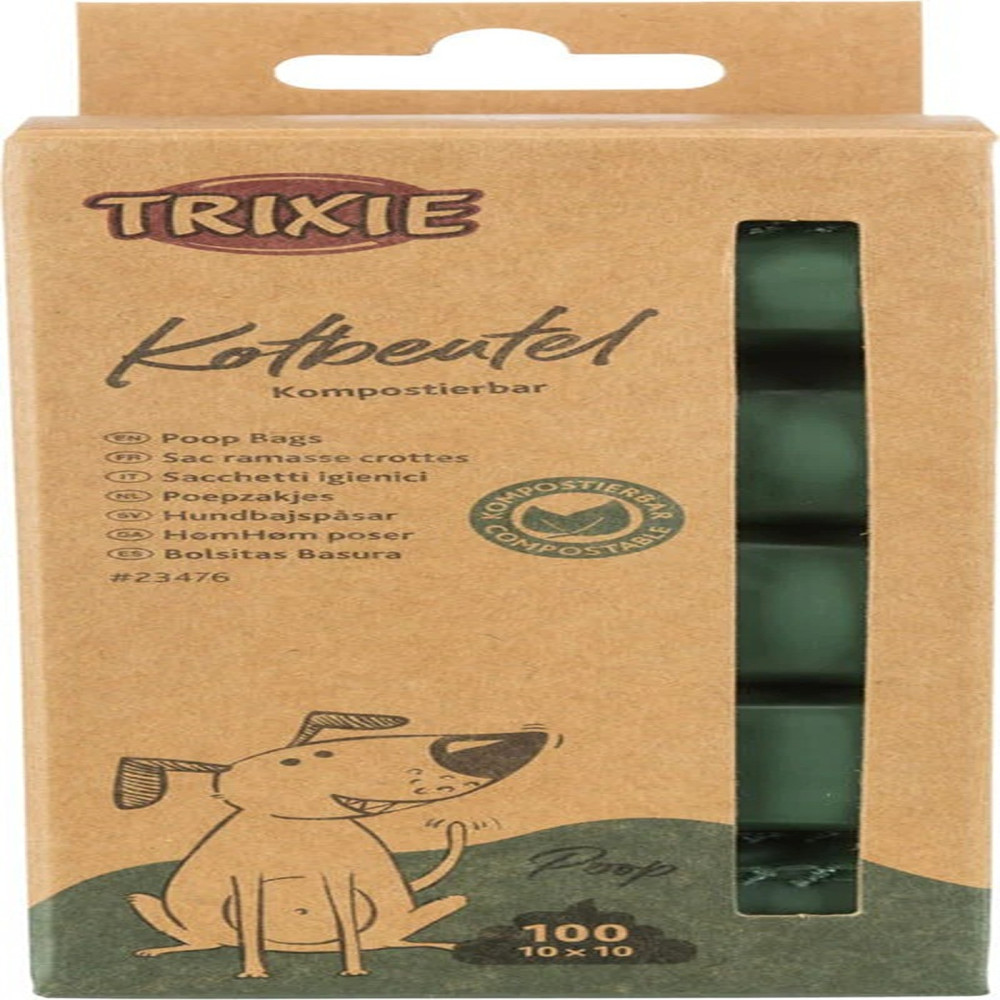 Trixie Compostable Dog Poop Bags Grey, 10 Rolls x 10 Bags