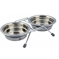 Trixie 900ml Eat on Feet Anti-Rattle Steel Bowl Set For Dogs