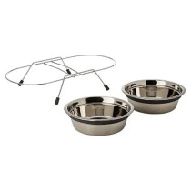 Trixie 900ml Eat on Feet Anti-Rattle Steel Bowl Set For Dogs