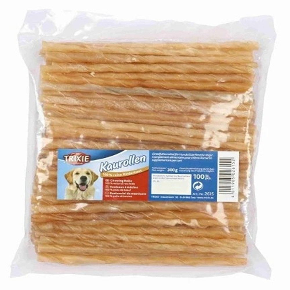 Trixie 100 Pieces Twisted Dried Rawhide Chewing Rolls Dog Chews