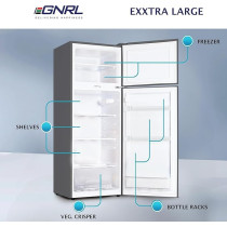 Egnrl 275 Litres Capacity Double Door Refrigerator Dark Silver Colour Defrost Recessed Handle R600A Inside Condenser EGR225S