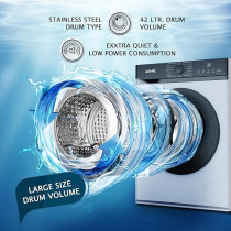 Egnrl 6 Kg Front Load Washing Machine With Inverter BLDC Motor 5 STAR Energy And Water Consumption, 1200 RPM, 12 Programs, EGWMFL700, Black/White