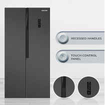 Egnrl 650 Liters Side By Side Inverter Based Refrigerator Freezer ‎With Digital Control And Temperature Display, No-Frost, LED-light EGR820S Dark Silver