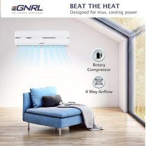 Egnrl Split AC White 12000 BTU T1 Rotary R410a, EG12C With 3M Pipe Kit, Golden Fin, Rotary, White