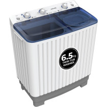 Egnrl 6.5 KG Wash, 5 KG Spin Capacity Twin Tub Washer Washing Machine, White/Blue