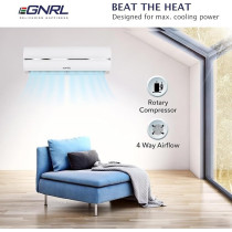 Egnrl 18000 BTU T3 Rotary Split AC White R410a 4 Way Air Flow, Golden Fin And Auto Restart Remote Included 1.5 Ton White EG18T3N