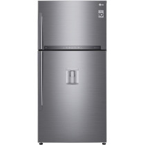 LG 630 Liters Top Mount Refrigerator With Linear Inverter Compressor, Hygiene Fresh Plus Technology, Water Dispenser, Shiny Steel - GR F832HLHU