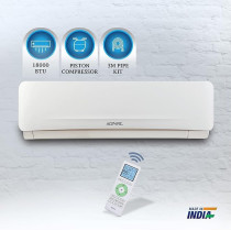 Egnrl 18000 BTU Piston Compressor Split AC White R410a Freeze Prevention, Auto Restart And Sleep Mode And Timer Function 3M Pipe Kit And Remote Included 1.5 Ton White EG18PST