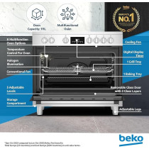 Beko 90 x 60 Cm Freestanding Ceramic Electric Cooker With 5 Zones, 8 Cooking Function Oven, 111 Liters Oven Capacity, A+ Energy Rating, LED Touch Display, Steamshine Cleaning, Stainless Steel, BGM30203EX