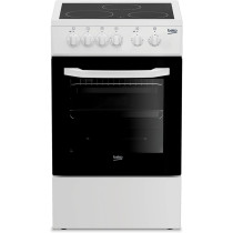 Beko 50 x 50 Cm Freestanding Ceramic Electric Cooker With 3 Zones, 4 Cooking Function Oven, A+ Energy Rating, Steam Shine Cleaning, Halogen Illumination, White Colour, CSS48100GW
