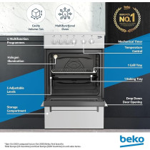 Beko 50 x 50 Cm Freestanding Ceramic Electric Cooker With 3 Zones, 4 Cooking Function Oven, A+ Energy Rating, Steam Shine Cleaning, Halogen Illumination, White Colour, CSS48100GW