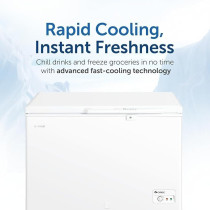 Gree Chest Freezer Single Door Deep Freezer With Storage Basket, Movable Glass Door, High Efficiency Cooling, Adjustable Temperature, GCF-315W, 315L