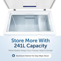 Gree Chest Freezer Single Door Deep Freezer With Storage Basket, Movable Glass Door, High Efficiency Cooling, Adjustable Temperature, GCF-315W, 315L