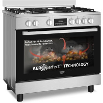 Beko 90 x 60 Cm Free Standing Combination Cooker With Air Fryer Function, Full Safety With 5 High Efficiency Gas Burner