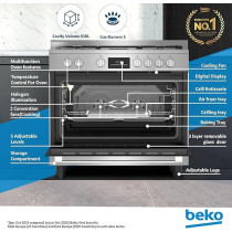 Beko 90 x 60 Cm Free Standing Combination Cooker With Air Fryer Function, Full Safety With 5 High Efficiency Gas Burner