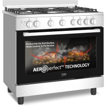 Beko 90 x 60 Cm Free Standing Gas Cooker, Full Safety With 5 High Efficiency Gas Burner, BGGR11127GX