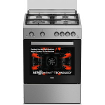 Beko 60 x 60 Cm Free Standing Gas Cooker, Full Safety With 4 High Efficiency Gas Burner, FSHT61121DXL
