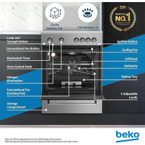 Beko 60 x 60 Cm Free Standing Gas Cooker, Full Safety With 4 High Efficiency Gas Burner, FSHT61121DXL
