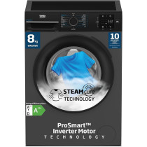 Beko 8 Kg Front Load Washing Machine, 1400 RPM, 15 Programmes, Low Noise, Quick Wash, Grey, WTV814UNXA