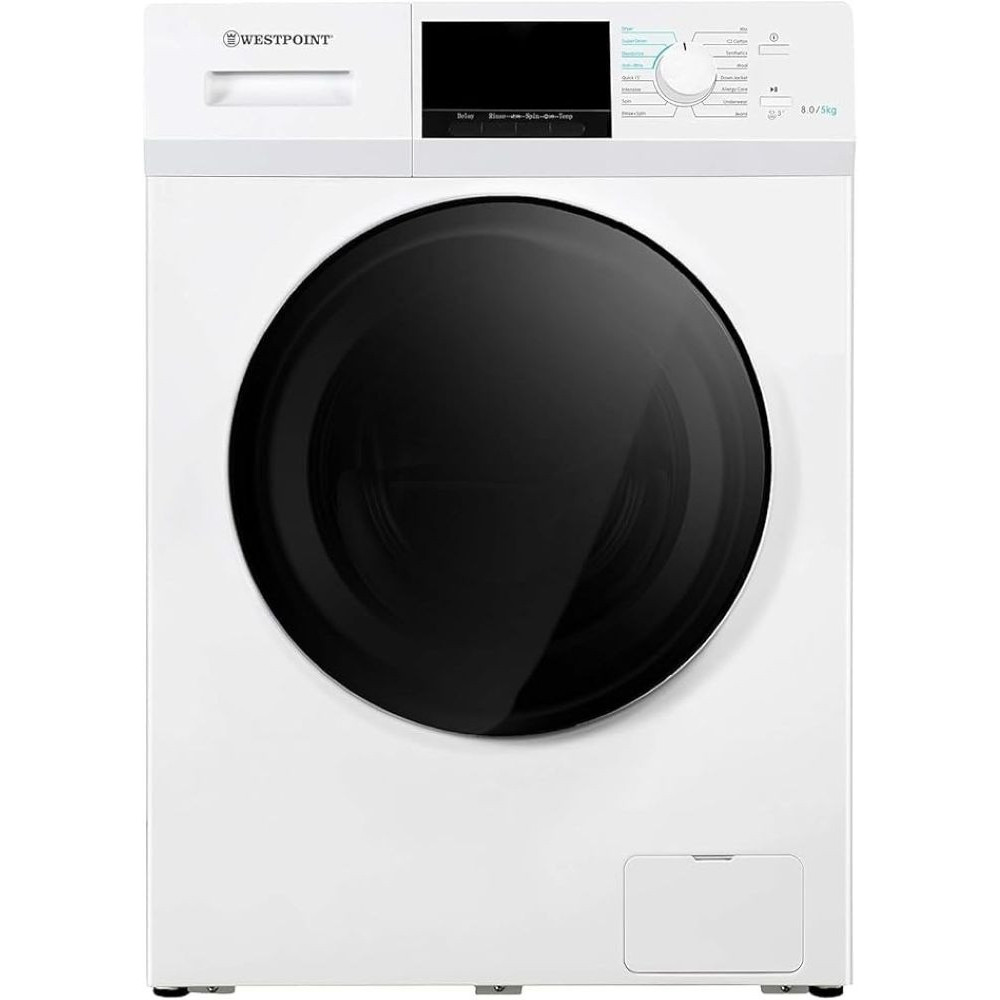 Westpoint 8/5 Kg Washer And Dryer Combo Washing Machine With Energy Saving Inventor Motor, 1400 RPM, 12 Easy Wash Programs, Quick Wash In 15Min And 4 Drying Programs, WDMT-81424E