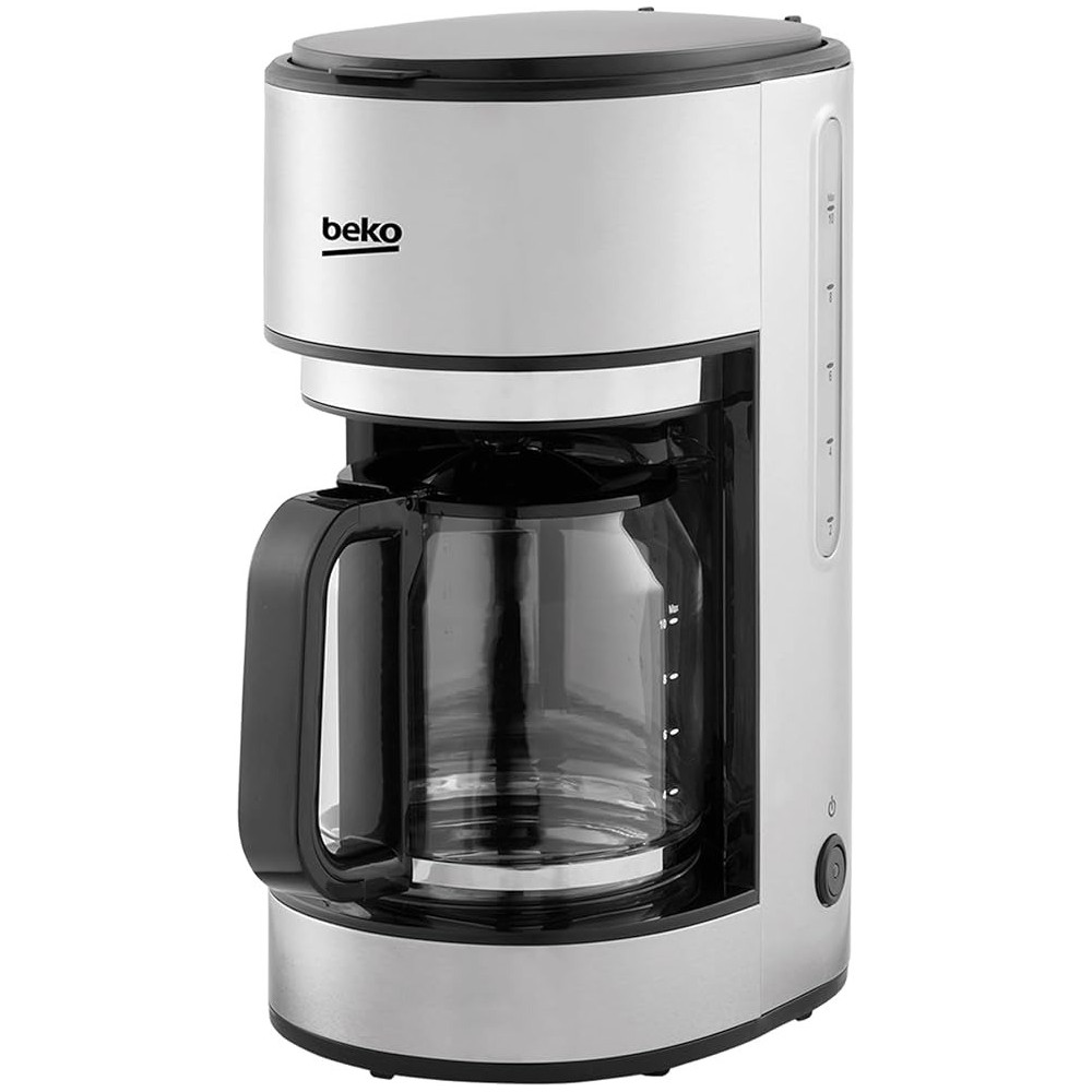 Beko Filter Coffee Machine, 1000W, Carafe Material (Glass), Keep Warm Function, 10 Cup Capacity, Drip Stop Function, Auto Shut-Off, Silver, CFM6350i
