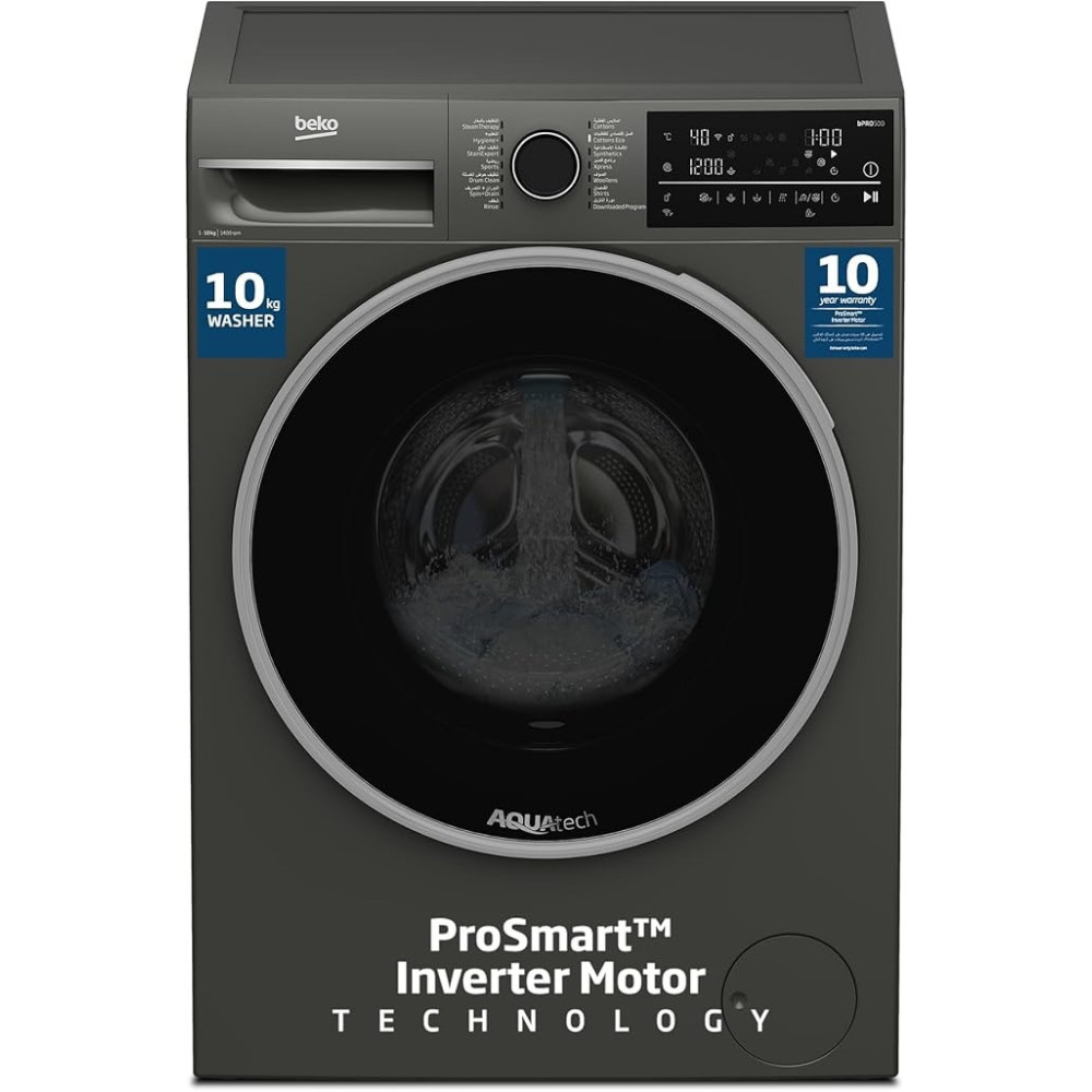 Beko 10 Kg Front Load Washing Machine, 1400 RPM, 15 Programme, Manhattan Grey Colour