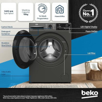 Beko 10 Kg Front Load Washing Machine, 1400 RPM, 15 Programme, Manhattan Grey Colour