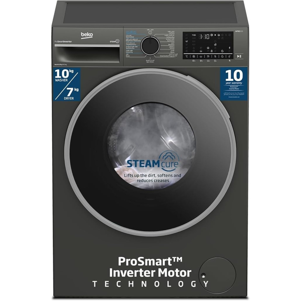 Beko 8/5 Kg Washer/Dryer, 1400 RPM, 15 Programme, Manhattan Grey Colour, Wash And Wear Programme, WD8514W