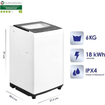 Super General 6 Kg Fully Automatic Top-Loading Washing Machine, White, 8 Programs, Efficient Top-Load Washer With Child-Lock, LED Display, SGW-622