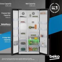 Beko Refrigerator 635 Liters Side By Side Prepainted Dark Inox Colour, GNE741PP