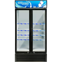 Super General 800 Liter Gross Double-Door Chiller, Upright Beverage-Showcase, Energy-Saving, Low-Noise, White/Black, SGSC818IF