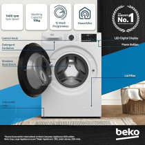 Beko 10 Kg Front Load Washing Machine, 1400 RPM, 15 Programme, White Colour