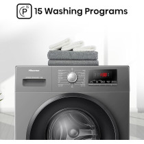 Hisense 9 Kg Front Load Washing Machine With Inverter Motor, Allergy Steam Care, Child Lock, Delay Timer, Pause And Add, Self Cleaning Programme, Grey