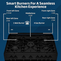 Beko 90 x 60 Cm Freestanding Gas Cooker Full Safety With 5 High Efficiency Gas Burner, Black