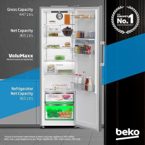 Beko Upright Refrigerator 447 Liters Single Door Titanium Inox Colour, RLNE500DX