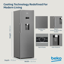 Beko Upright Refrigerator 447 Liters Single Door Titanium Inox Colour, RLNE500DX