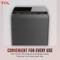 TCL 16 Kg Top Load Washing Machine, 8 Washing Programs, Free Standing, Durable Glass Window, Smart Fuzzy Control, Child Safety Lock, Silver/Grey, F116TLS