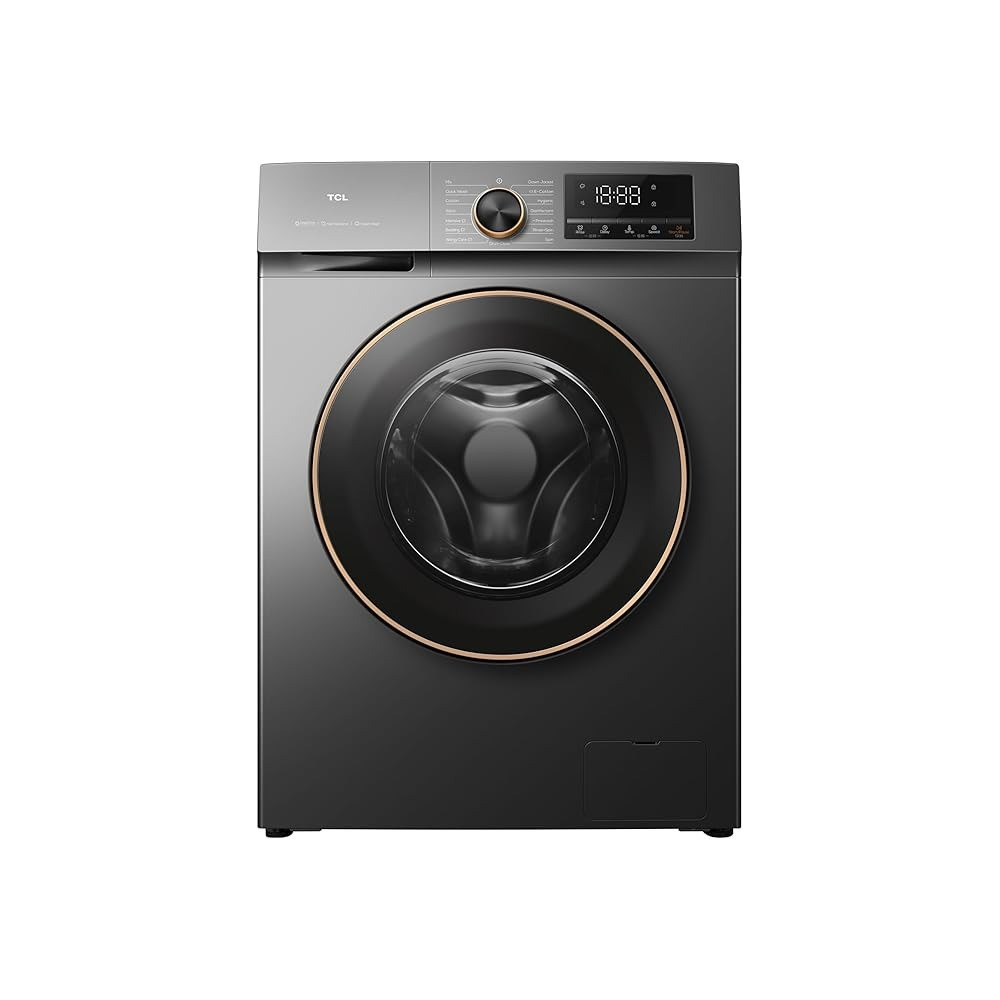 TCL 8 Kg Front Load Washing Machine, 1200 RPM, Direct Drive Inverter Motor, 15 Programs, Drum Clean, Delay Start, Child Safety Lock, Honeycomb Drum, Grey, P208FLG