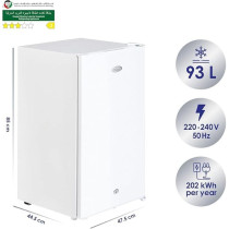 Super General 110 Liters Gross Volume Compact Mini-Refrigerator, White, Beverage-Fridge With Child Lock, Shelf, Freezer-Box, Reversible Door, SGR131H1