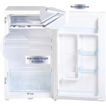 Super General 110 Liters Gross Volume Compact Mini-Refrigerator, White, Beverage-Fridge With Child Lock, Shelf, Freezer-Box, Reversible Door, SGR131H1