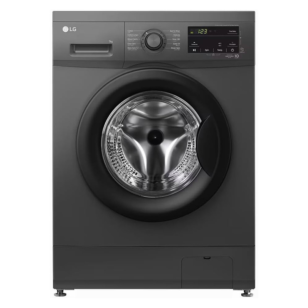 LG 7Kg Front Load Washing Machine, Black, F2J3HYL6J