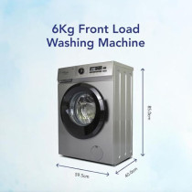 Super General 6 Kg Front Load Washing Machine, 1000 RPM, 15 Wash Programs, Quick Wash, Delay Start, Drum Clean, Child Lock, LED Display, Silver, SGW6250NLEDS
