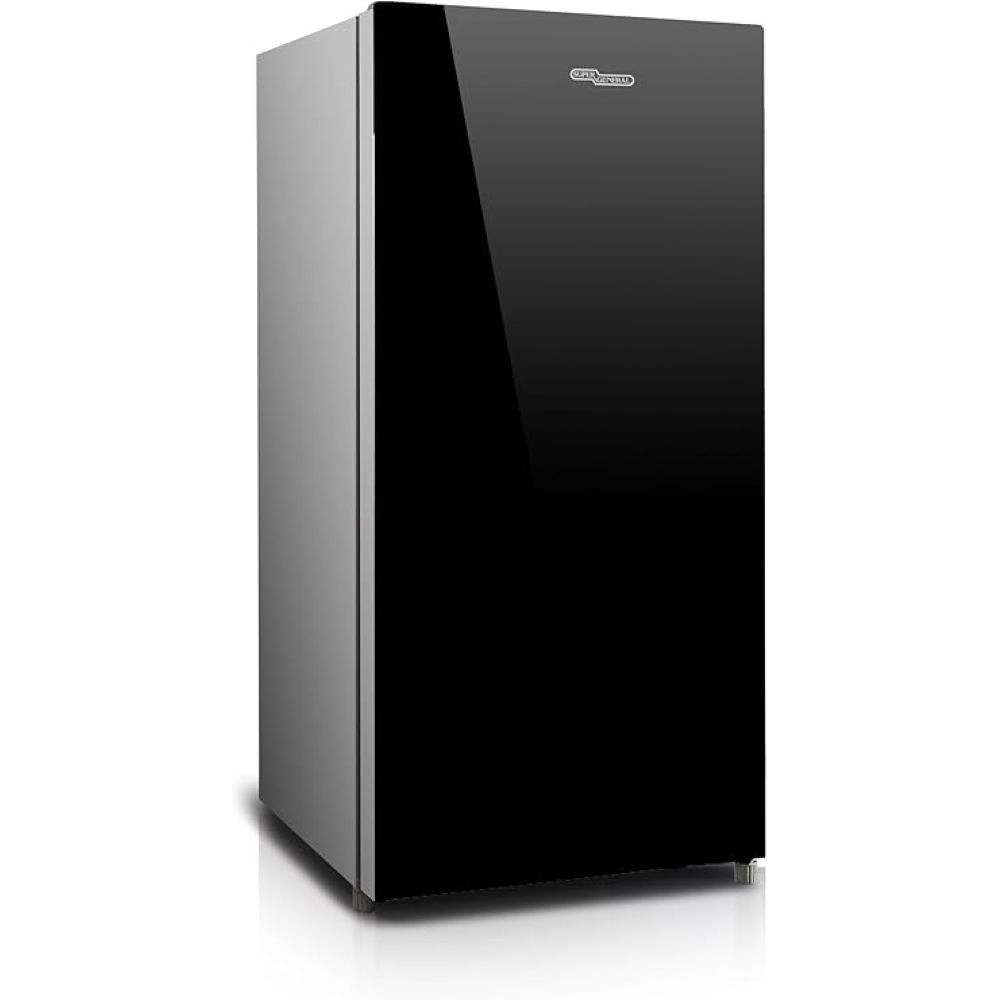 Super General 170 Liters Gross Volume Compact Design-Refrigerator, Black, Beverage-Fridge With Mirrored Door, Freezer-Box, SGR186
