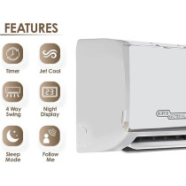 Super General 2.5 Ton Split Air Conditioner, 30000 BTU, Rotary Compressor, Auto Restart, Gold Fin, 4-Way Swing, SGS-315-GE, White