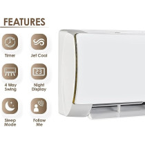 Super General 2 Ton Split Air Conditioner, 24000 BTU, Rotary Compressor, Auto Restart, Gold Fin, 4-Way Swing, SGS-249-4GE, White